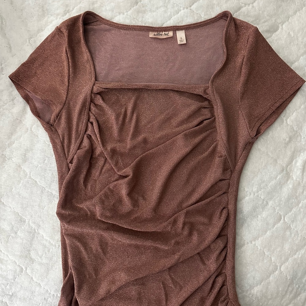 Willow Shimmering Brown Short Sleeve Top